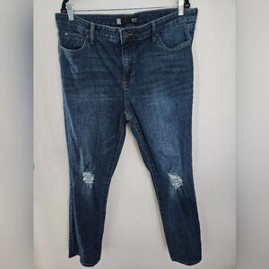 KUT from the Kloth Catherine High Rise Boyfriend Jeans Distressed Blue‎ Size 16